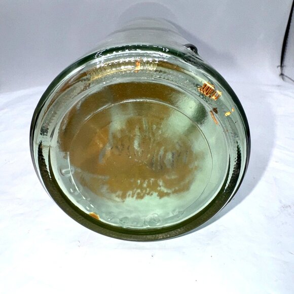 Vintage Green Glass Decanter With Cork Stopper & Orange Canadian Geese Design - Picture 9 of 13